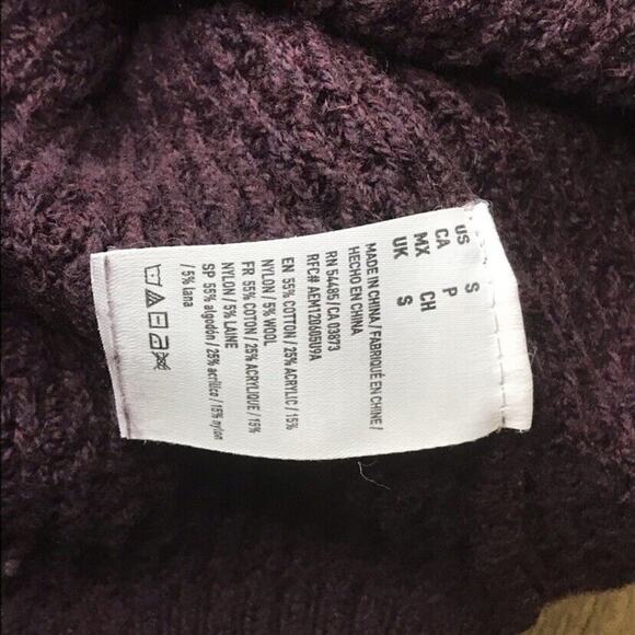 AMERICAN EAGLE OUTFITTERS AE Burgundy Red Knit Wool Sweater Women’s Small - Picture 8 of 8